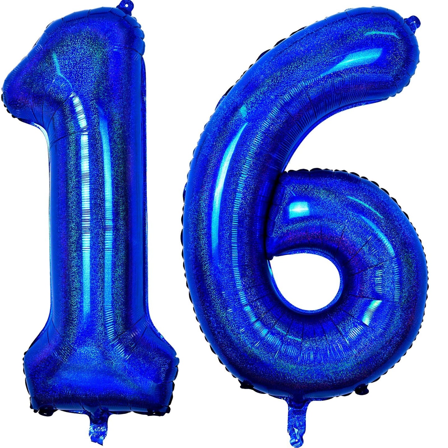 Number 16 Balloon 40 Inch, Laser Blue Big Number Balloon, Giant Mylar 16Th Balloons Number, Helium Birthday Balloons For Teenage