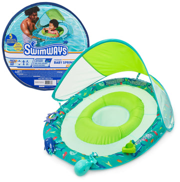 Swimways Baby Spring Float Splash N Play, Baby Pool Float With Canopy & Upf Protection, Swimming Pool Accessories For Kids 9-24