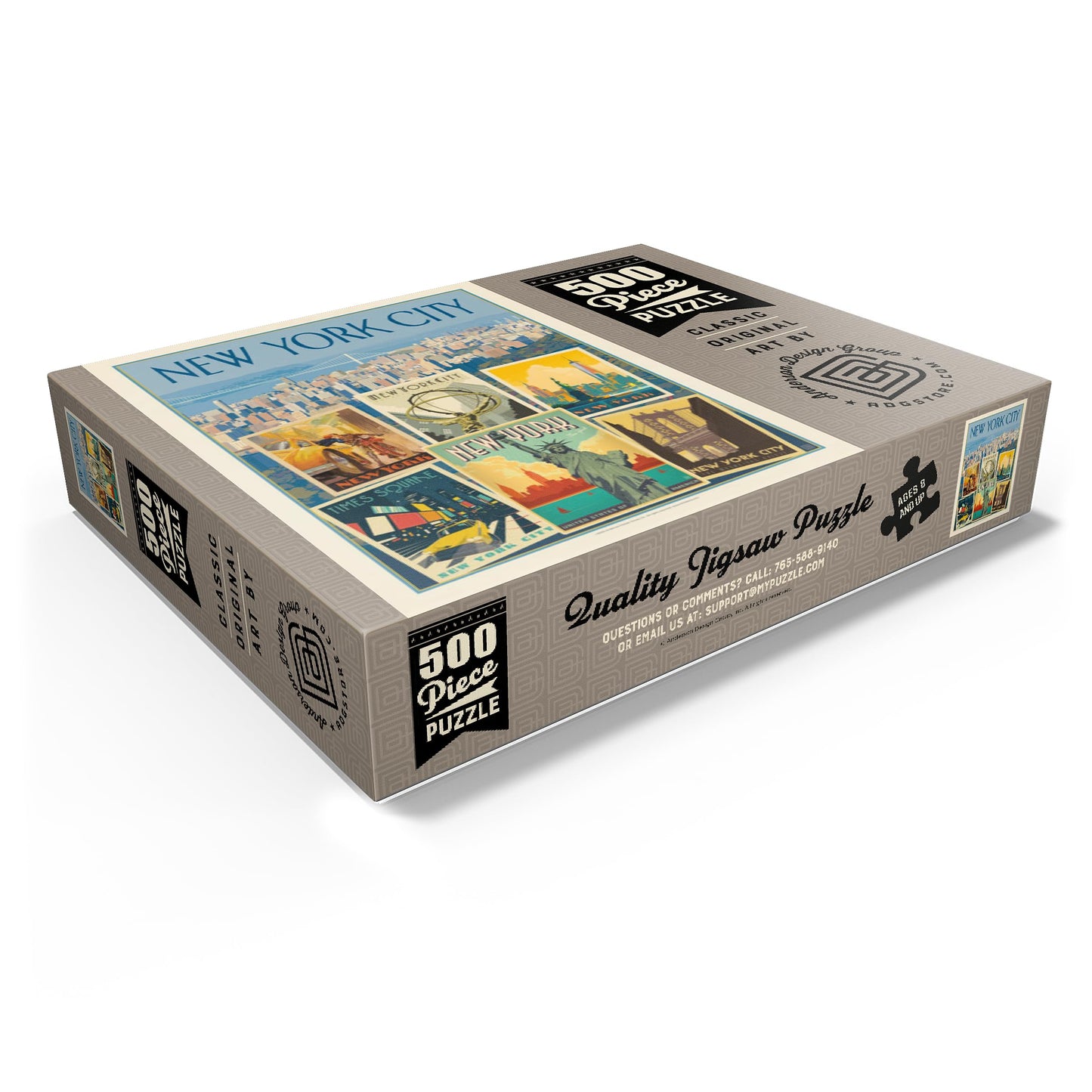 Mypuzzle New York City: Multi-Image Collage Print, Vintage Poster - Premium 500 Piece Jigsaw Puzzle For Adults