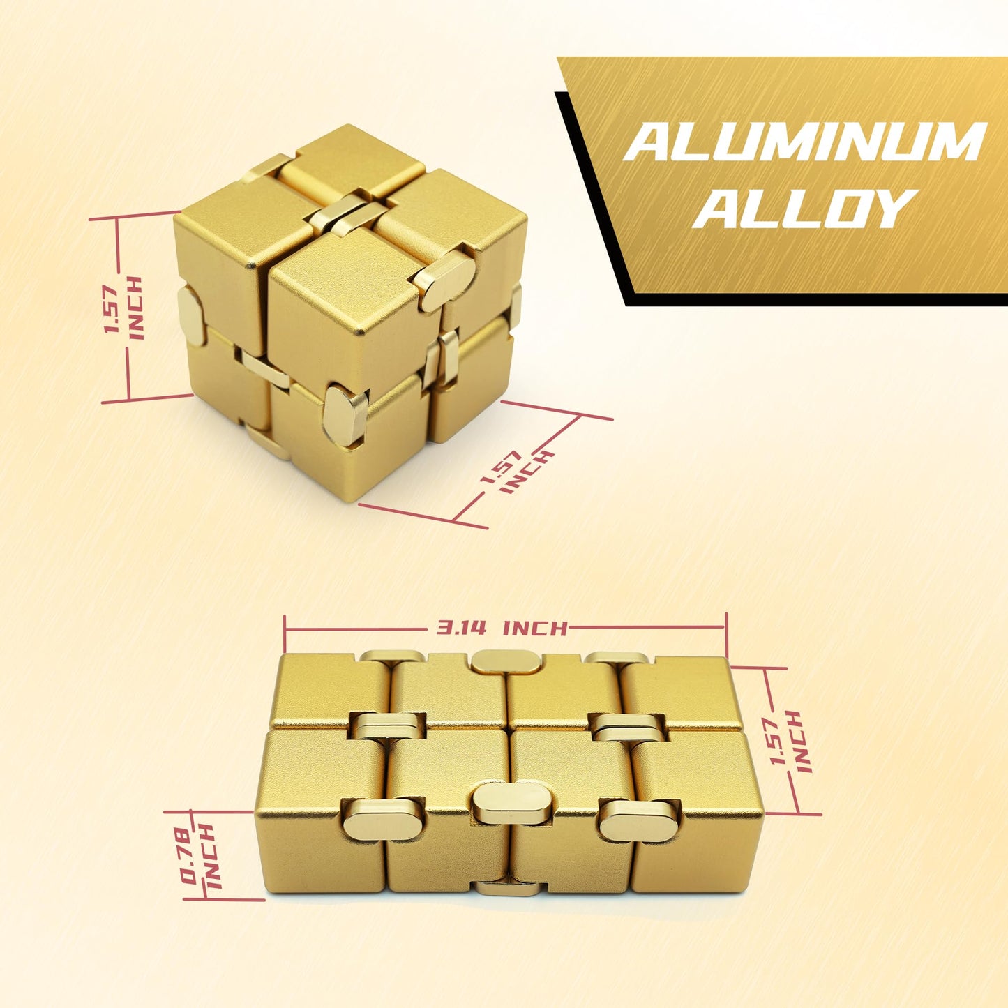 Dolasev Gold Infinity Cube, Adhd Fidget Toys Adults, Kids & Teens, Stress Relief, Focus & Creativity