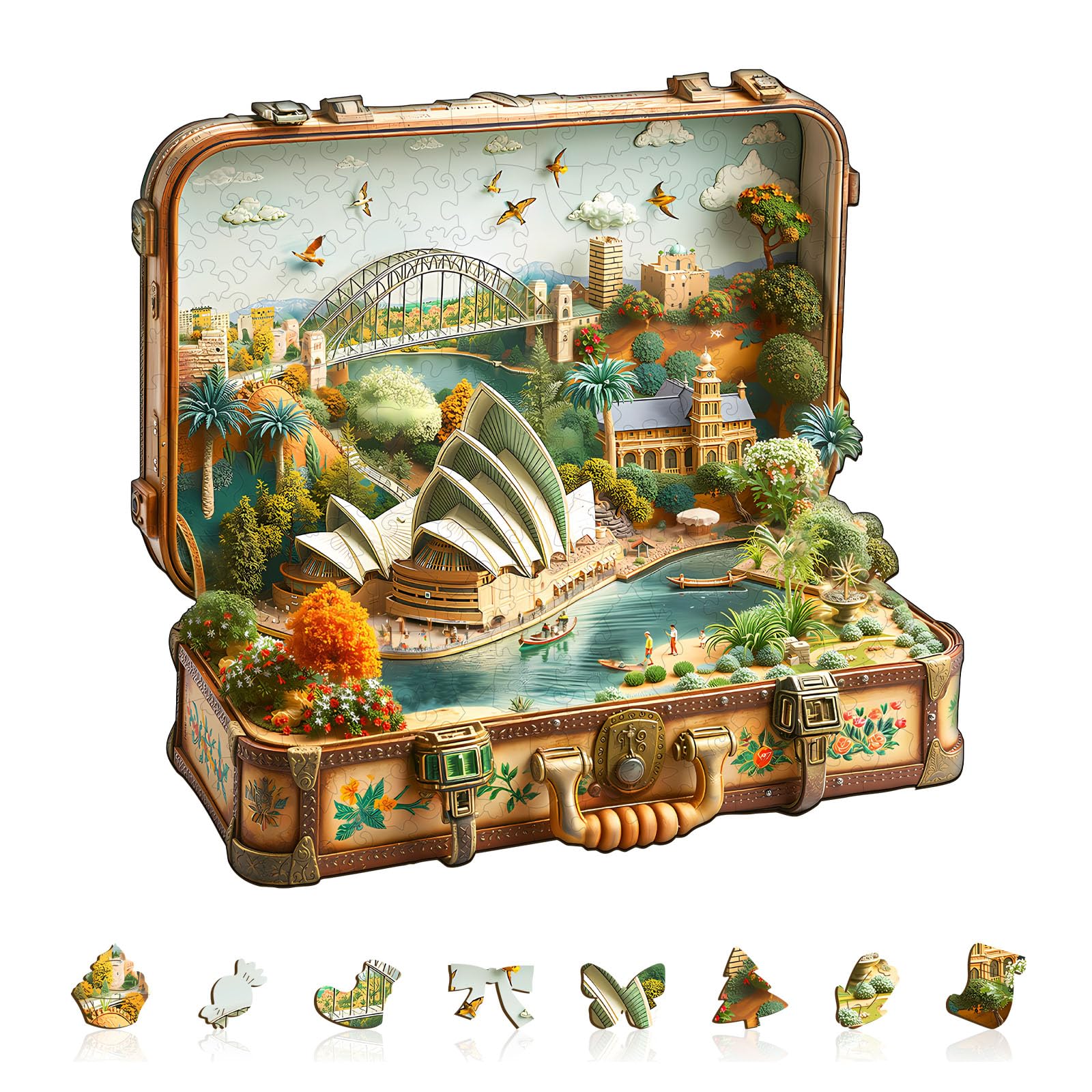 Jigfoxy Wooden Puzzles for mature-themeds  Sydney Opera House Tour Wood Puzzles mature-themed  Unique Animal Shape Wooden Jigsaw Puzzles for mature-themeds  Birthday Gifts for Puzzle Lovers  Family (M-11.4 * 11.2in-190p)