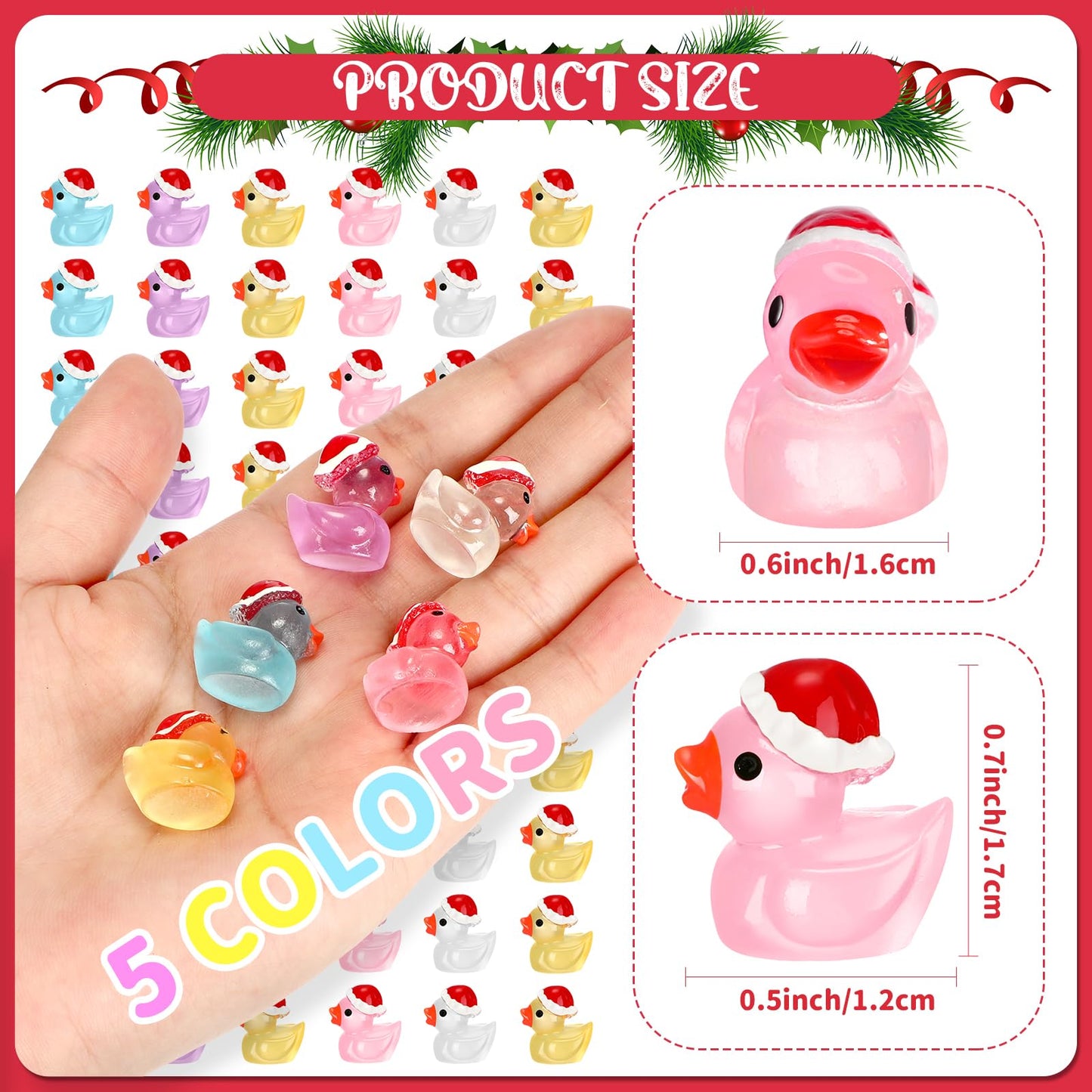 Liliful 250 Pcs Mini Christmas Resin Ducks Miniature Duck Figures Ornament Small Micro Landscape Garden Aquarium Dollhouse Decor