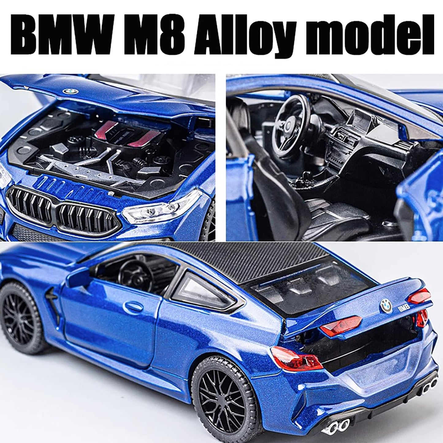 Erbadihago Toy Cars Compatible Bmw M8 Toys Car 1/32 Metal Model Car Collect Car With Light And Sound Pull Back For Boys Children