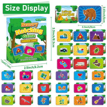 Gisgfim 50 Pairs Memory Matching Game For Kids Summer Camp Concentration Memory Card For Preschool Educational Ages 3-8 A Fun &