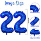 Number 22 Balloon 40 Inch, Laser Blue Big Number Balloon, Giant Mylar 22Nd Balloons Number, Helium Birthday Balloons For Teenage