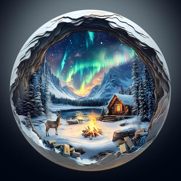 Wooden Puzzles for mature-themeds  Flat Puzzle with 3D Visual Effect  Aurora World Wooden Jigsaw Puzzles for mature-themeds 200 Pieces  Winter Wood Puzzles mature-themed  Unique Shape  Wall Art Canvas Puzzle (M-11.4*11.4in)