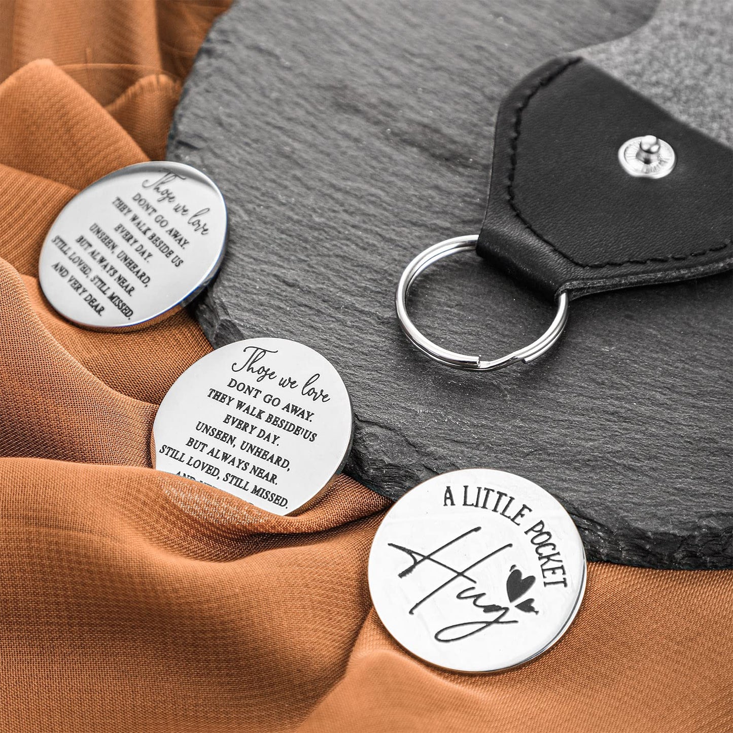 3 Pieces A Little Pocket Hug Tokens Keepsake Those We Love Don'T Go Away Sympathy Quotes Stainless Steel Coin Sign Double Sided
