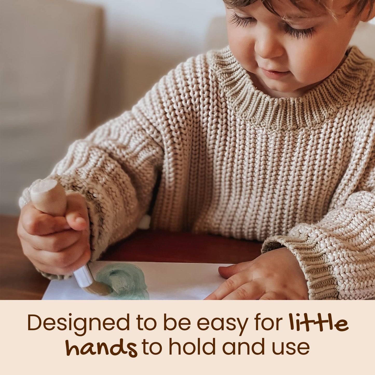 Honeysticks My First Paint Brush Set - 3 Pack: Ideal For Babies And Toddlers. Jumbo Brushes With Chubby Wood Handles For Easy Grip, Vegan. Includes Handy Storage Container