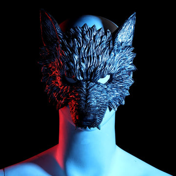 2 Pecies Wolf Mask Halloween Half Face Werewolf Mask Animal Masquerade Mask for Cosplay Costume Party Stage Performances and Oth
