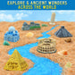 Ancient Wonders Dig Kit, Excavate 6 Famous Landmarks Figurines & 6 Rocks, With History Learning Cards, Wonders Of The World Toy