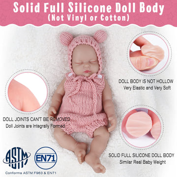Vollence 18 Inch Eye Closed Full Body Doll Girl,Not Vinyl Dolls,Sleeping Lifelike, Bald,Soft Realistic Solid Platinum Silicone Baby Doll