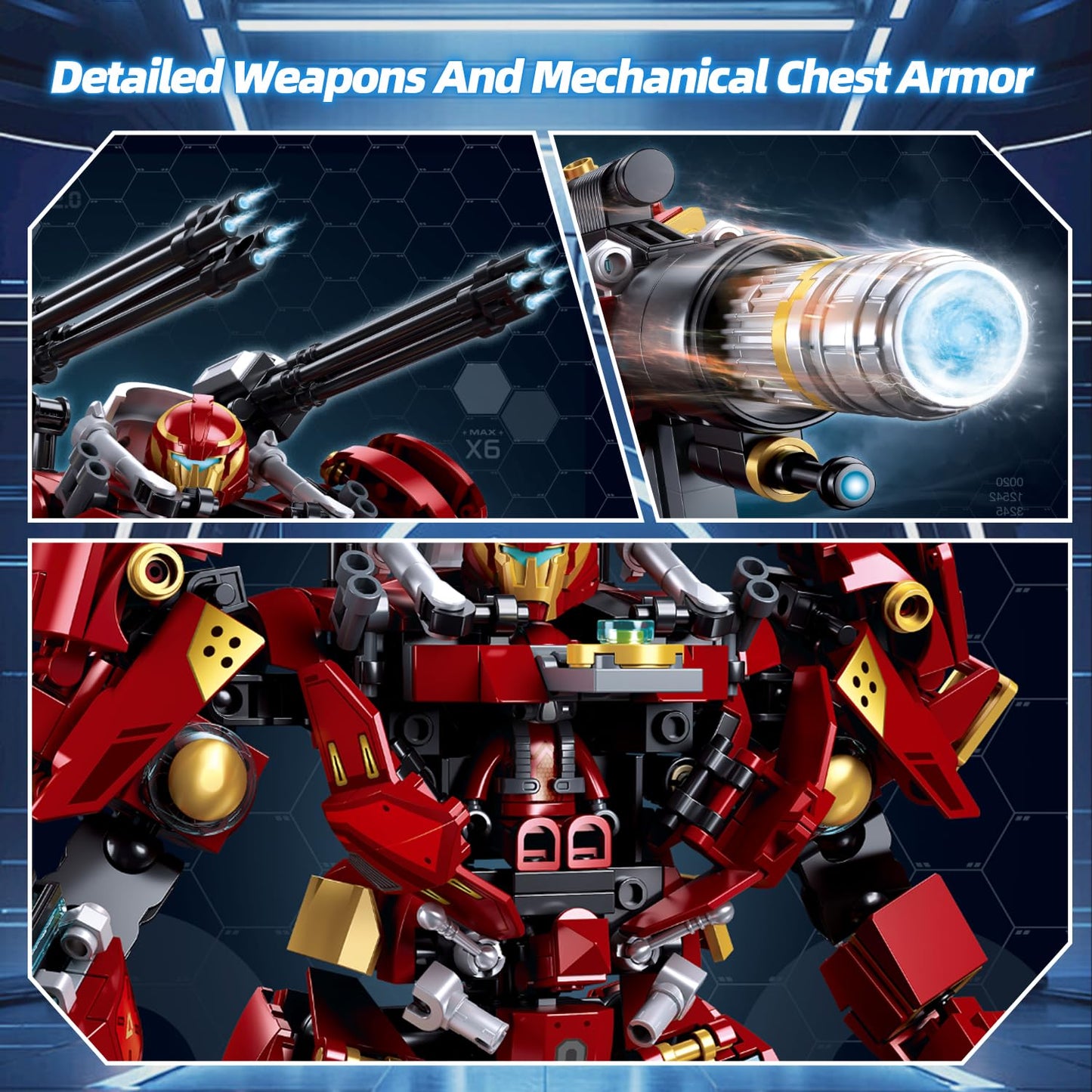 TIALLOW City Iron Warrior Mecha Building Set - Large Red Robot Action Figure Toy for Kids Ages 6-14, ABS Material