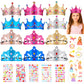 JOELELI 31pcs Crown Craft for Kids, 24pcs Foam Princess Tiara Crowns with Gem Diamond Tattoo Sticker- Make Your Own Queen King C