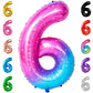 Katchon, Giant Rainbow Number 6 Balloon - 40 Inch | Galaxy Number 6 Balloon | 6 Balloon Number For Birthday Girl | Number Six Birthday Balloon For 6Th Birthday Decorations | 6Th Birthday Balloons