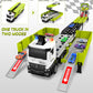Diuerma Carrier Truck Race Track Playset for Boys, Foldable 3 Layer, Includes 8 Cars, Green, Ages 3-6+