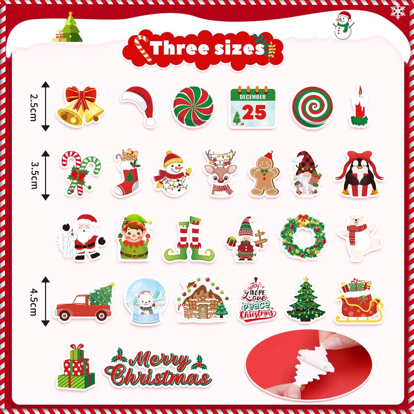 Julbear Christmas Foam Sticker, 300Pcs Winter Bulk Colorful Printing Self-Adhesive Campus Themed Foam Stickers For Kids Christma