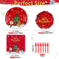 XJLANTTE Christmas Party Decorations - Including Merry Christmas Paper Plates, Snowman Napkins, Forks Christmas Dinnerware Set f