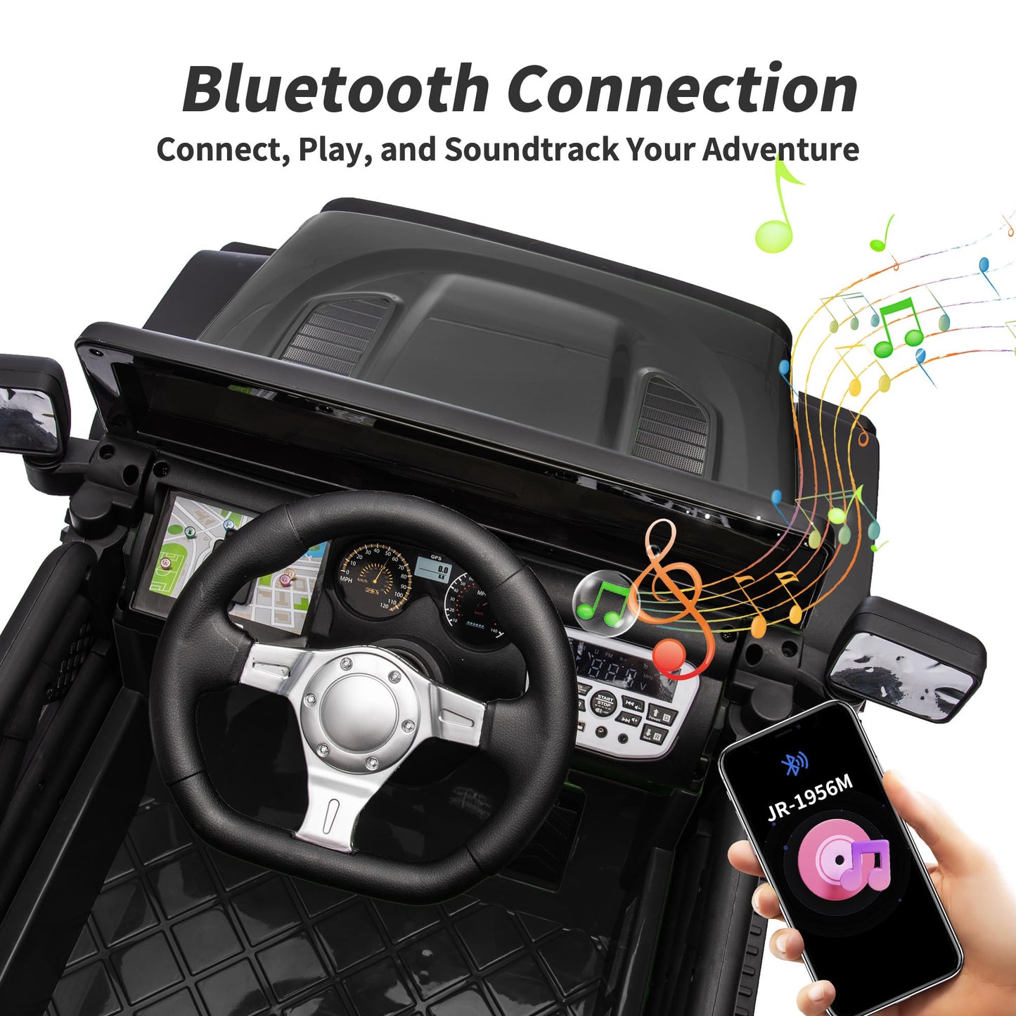 Hikiddo 24V Kids Ride On Car, Kids Electric Vehicles Car Ride On Toy Truck For Toddlers W/Remote Control, 400W Motor - Black