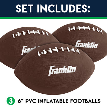 Franklin Sports Mini Footballs for Kids - (3) Inflatable Toy Replacement Footballs for Target Toss + Other tossing Games - 6 Plastic Inflatable Footballs with Air Pump - Perfect Kids Toy Football