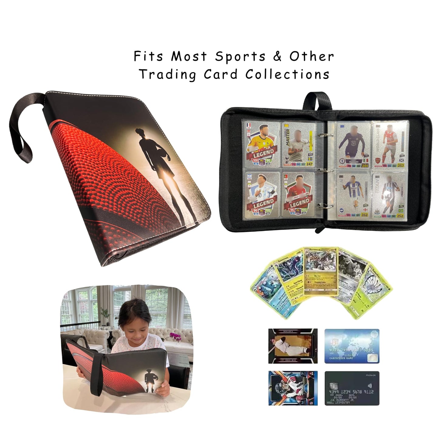 Basketball Card Binder  Trading Card Album with 55 Removable Top Loader Sleeves Fit 440 Basketball Baseball Soccer Football Cards  Compatible with 2024 2025 Topps Sports Card & TCG Collections.