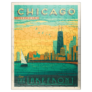 Mypuzzle Chicago: Lakefront, Vintage Poster - Premium 100 Piece Jigsaw Puzzle For Adults