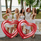 2 Pcs Heart Pool Floats Inflatable Swim Rings, 47.3 x 39.4 Inch Bachelorette Floaties Heart Shaped Swimming Loungers Tube for Ad