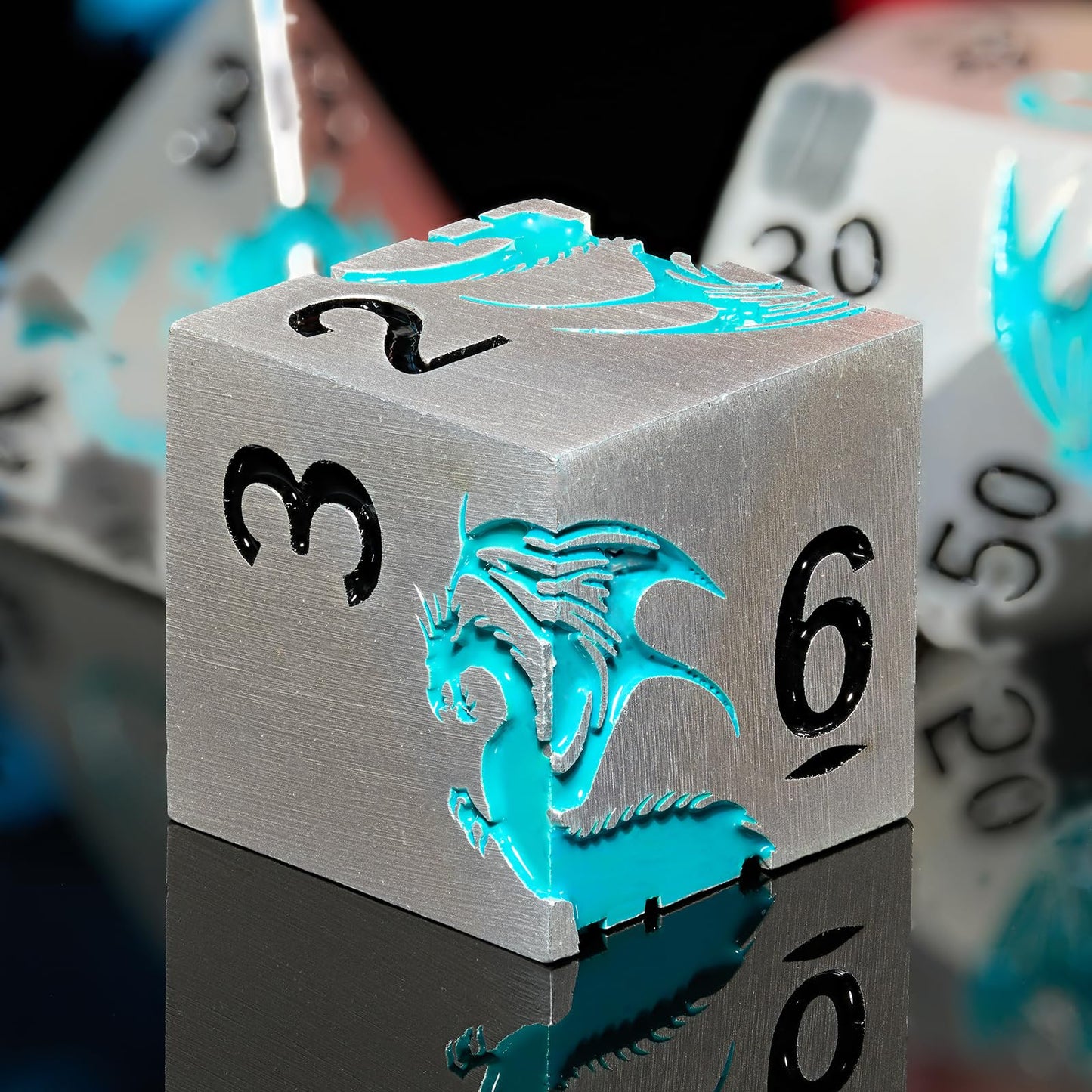 Blue Dragon Metal DND Dice Set,HNCCESG Cool D&D Dice Set of 7 Piece,Dungeons and Dragon Gift Dice, Role Playing Dice for D&D Tab