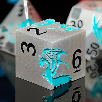 Blue Dragon Metal DND Dice Set,HNCCESG Cool D&D Dice Set of 7 Piece,Dungeons and Dragon Gift Dice, Role Playing Dice for D&D Tab