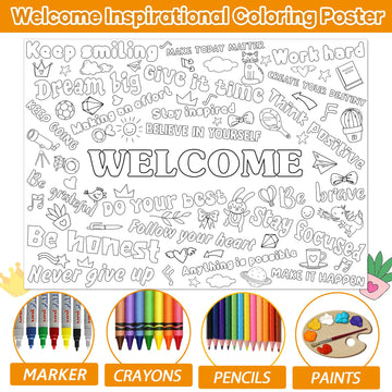 Naozinebi Welcome Coloring Poster For Kids Giant Coloring Poster Large Positive Affirmation Inspirational Coloring Tablecloth Ju
