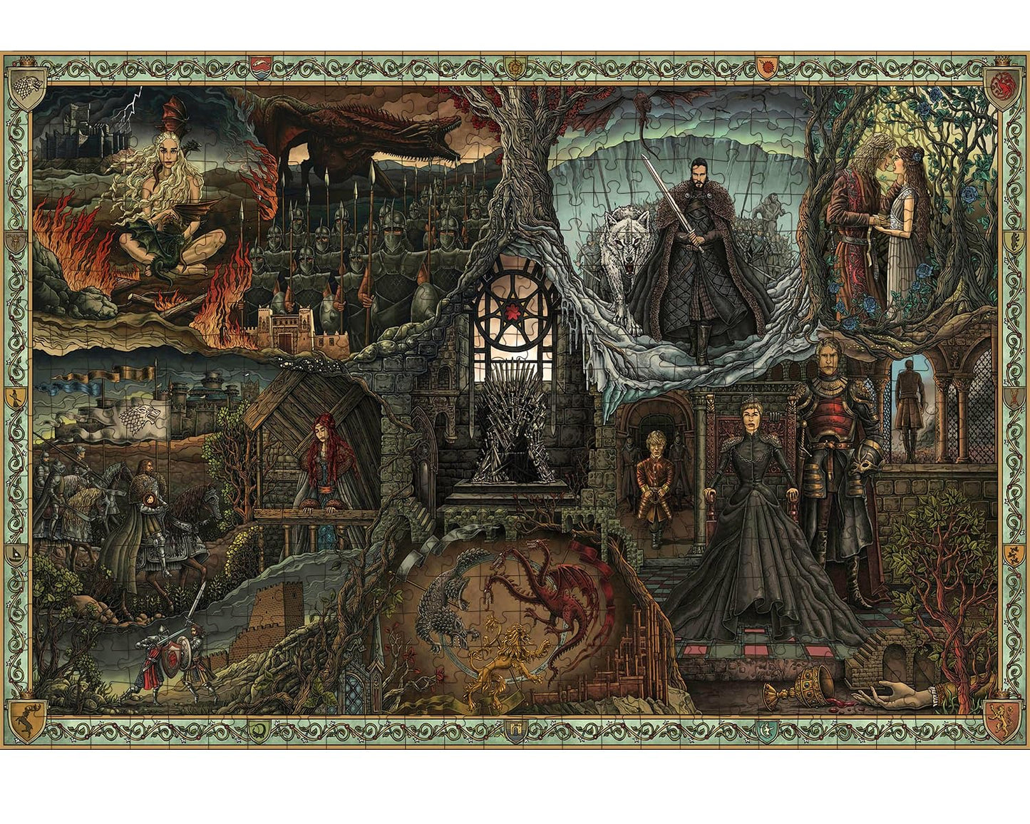Puzzles For Adults 1000 Piece, Game Of Thrones Themed - Blue Cardboard Unique Cut Interlocking Pieces, Immerse Yourself In The Fantasy World With This Exquisitely Detailed And Challenging Puzzle