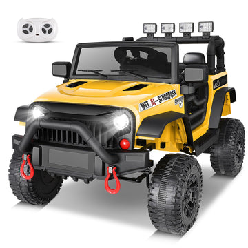 Hikole 24V Battery Powered Car With Remote Control, Kids Ride On Car, Music, Led Lights, Suspension System, Double Doors, Safety