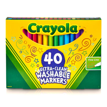 Crayola Ultra Clean Fine Line Washable Markers (40ct), Colored Markers for Kids, Fine Tip, Arts Supplies, Gifts for Kids, 3+