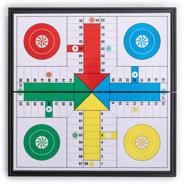 Yellow Mountain Imports Magnetic Folding Ludo Travel Board Game Set - 9.8 Portable Classic Strategy Game - White