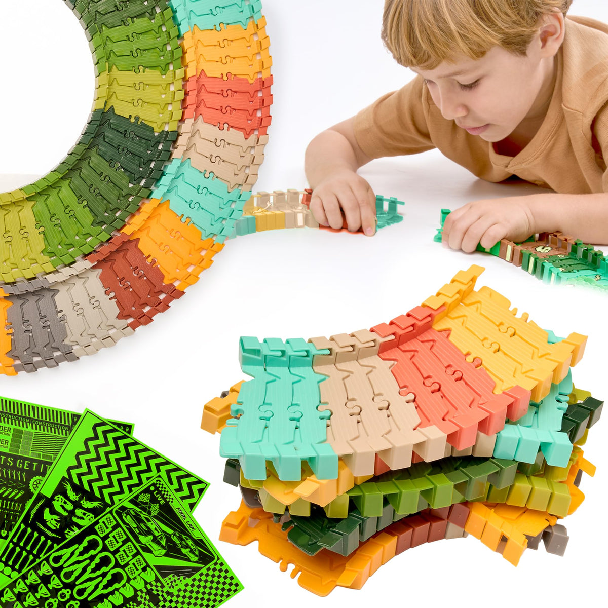 Extra Track Pack Extra 72 Track Pieces & 3 Glow Sticker Sheets Pack - Expand Your ...