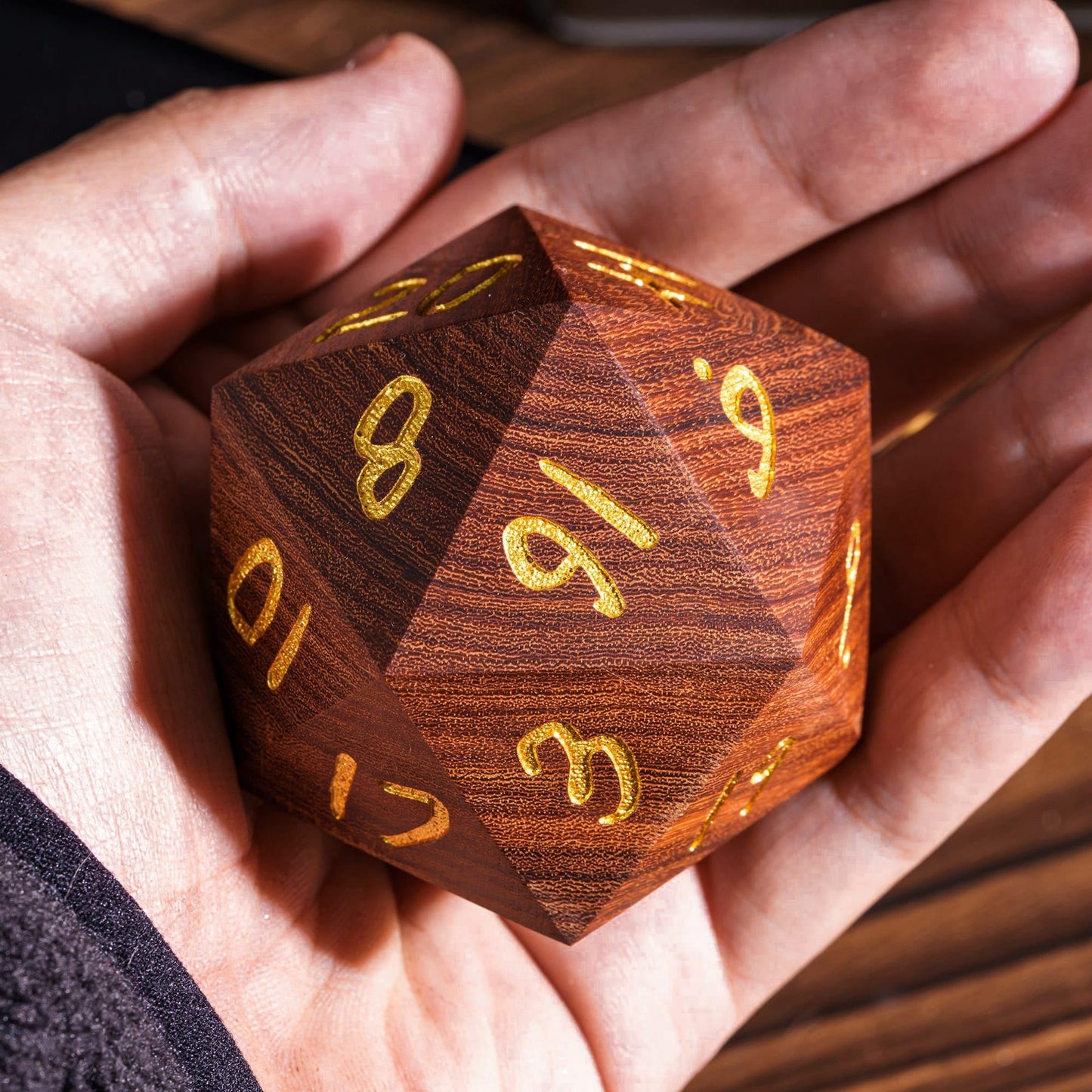 Hddais 50Mm Large D20 Dice, Red Sandalwood 20 Sided Dnd Dice Natural Wood D&D With Gift Case For Dungeons And Dragons Role Playi
