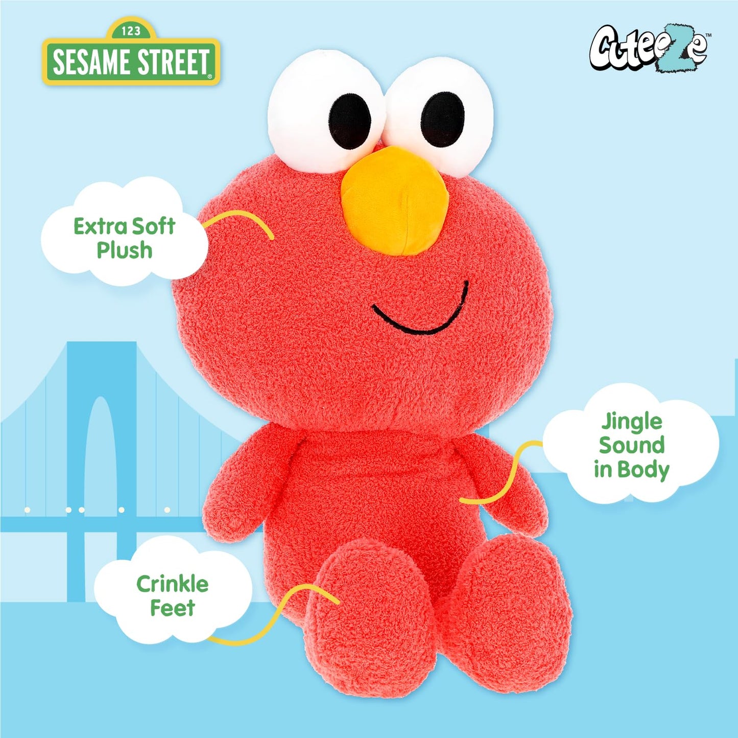 Kids Preferred Elmo Sesame Street Toys Jumbo Stuffed Animal, Developmental Toys For 1 Year Old, Elmo Plush