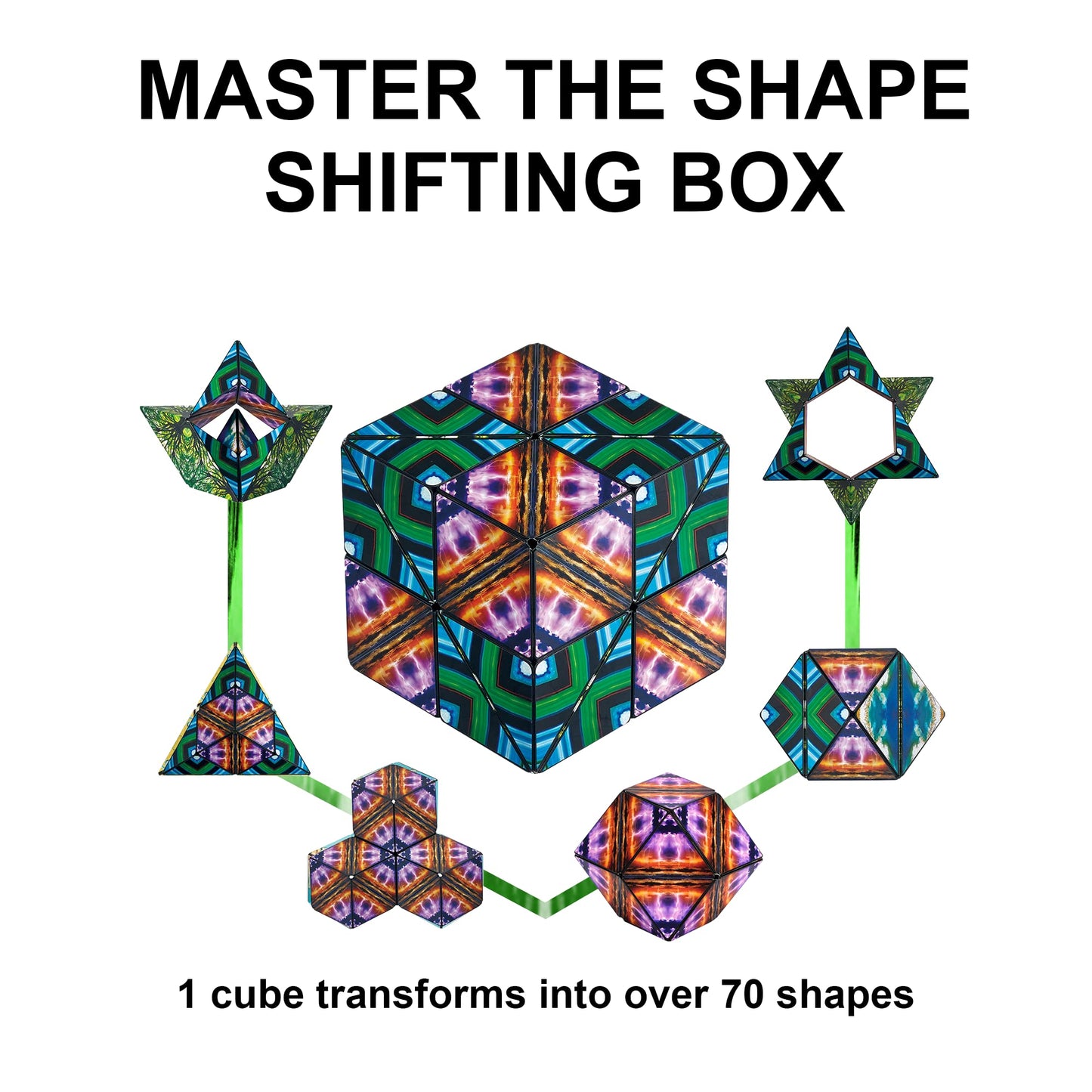 Shashibo Shape Shifting Box - Award-Winning, Patented Fidget Cube W/ 36 Rare Earth Magnets - Transforms Into Over 70 Shapes, Download Fun In Motion Toys Mobile App (Original Series - Elements)