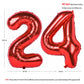 40 In Red Number Balloons Helium Foil Mylar Balloon Birthday Party Banquet Decoration Digital 24