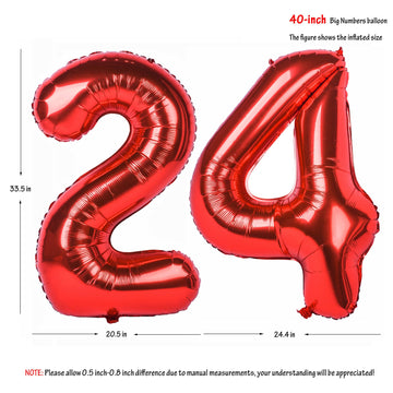 40 In Red Number Balloons Helium Foil Mylar Balloon Birthday Party Banquet Decoration Digital 24