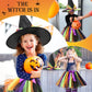 Satinior Halloween Tutu With Witch Hat Halloween Witch Costume Set For Girls Witch Tutu Skirt, Striped Tights And Plastic Witch Broom For Cosplay Party Favors Supplies