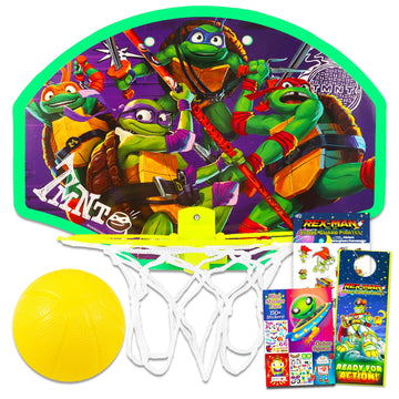 Teenage Mutant Ninja Turtles Basketball Hoop Bundle - Tmnt Indoor Basketball Hoop Tmnt Toys Plus Stickers, More | Tmnt Toys And Games For Kids