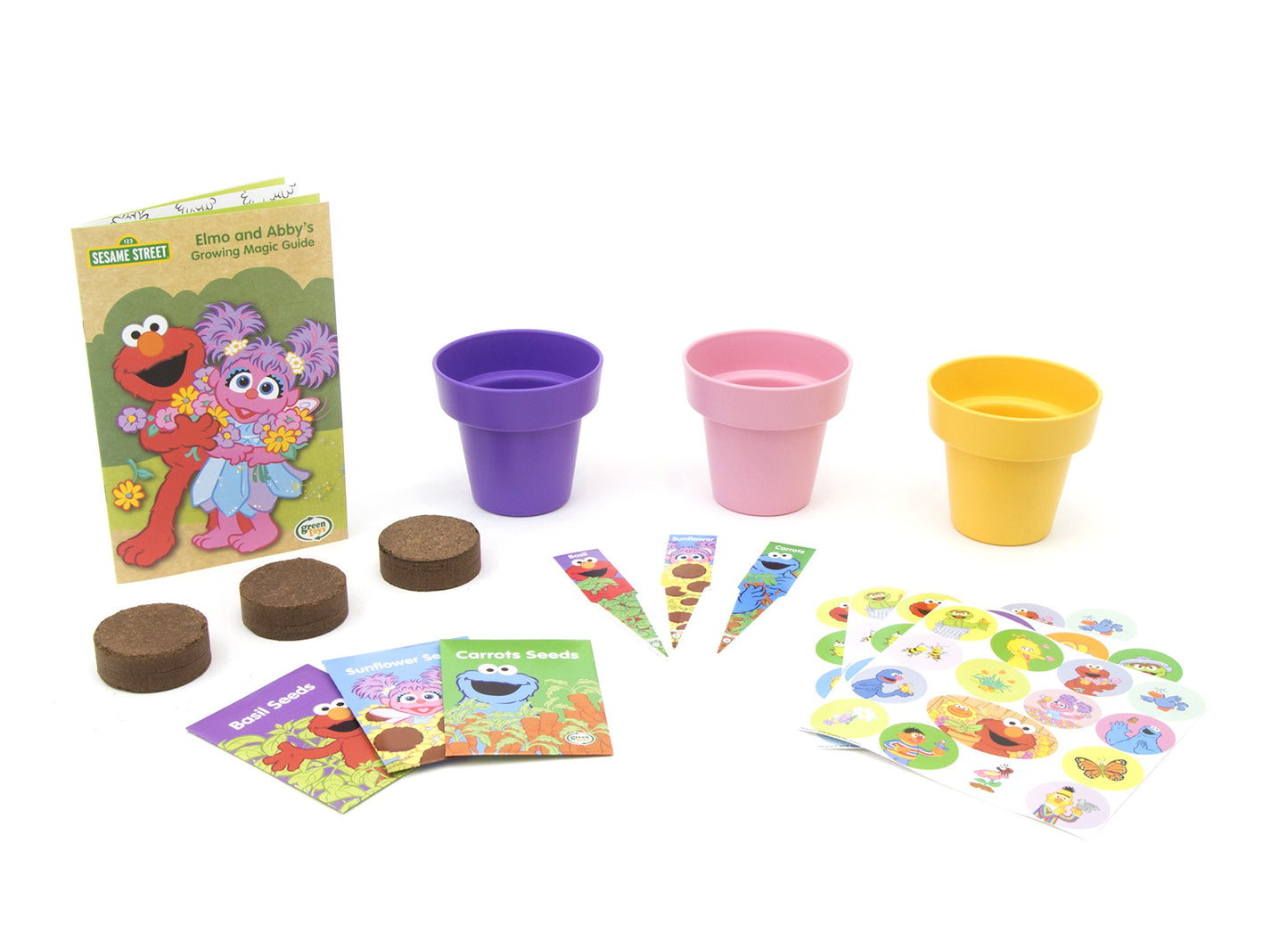 Green Toys Sesame Street Abby'S Garden Planting Activity Set - 17 Piece Kids Outdoor Toy Set With Seeds And Stickers. No Bpa, Phthalates, Pvc. Dishwasher Safe, Recycled Plastic, Made In Usa.