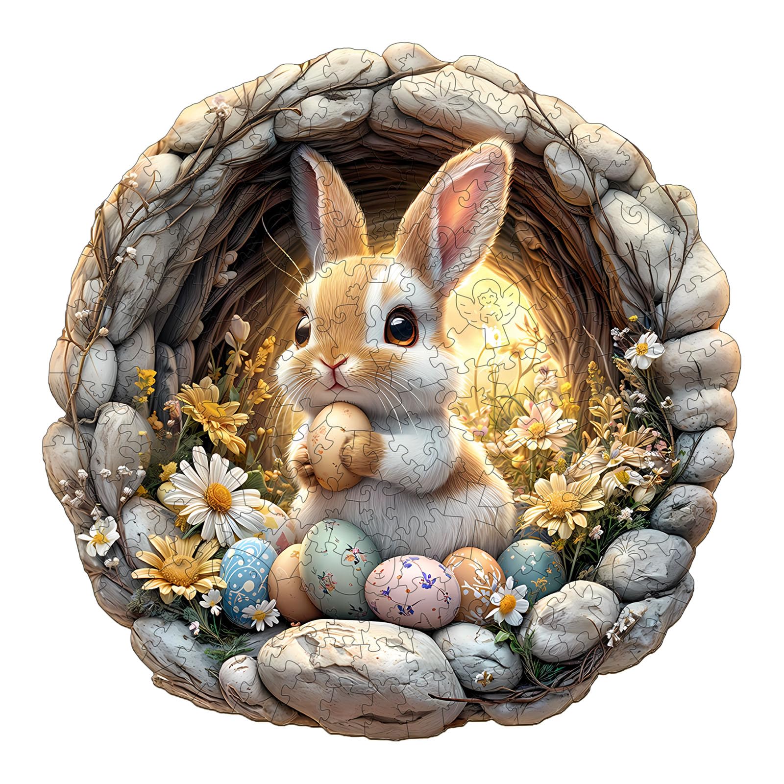 Woodbests Wooden Puzzles For Adults (200 Piece, M, 11.4X11.4 Inches) Easter Bunny Puzzle Beautiful Wooden Box, Wooden Jigsaw Puz