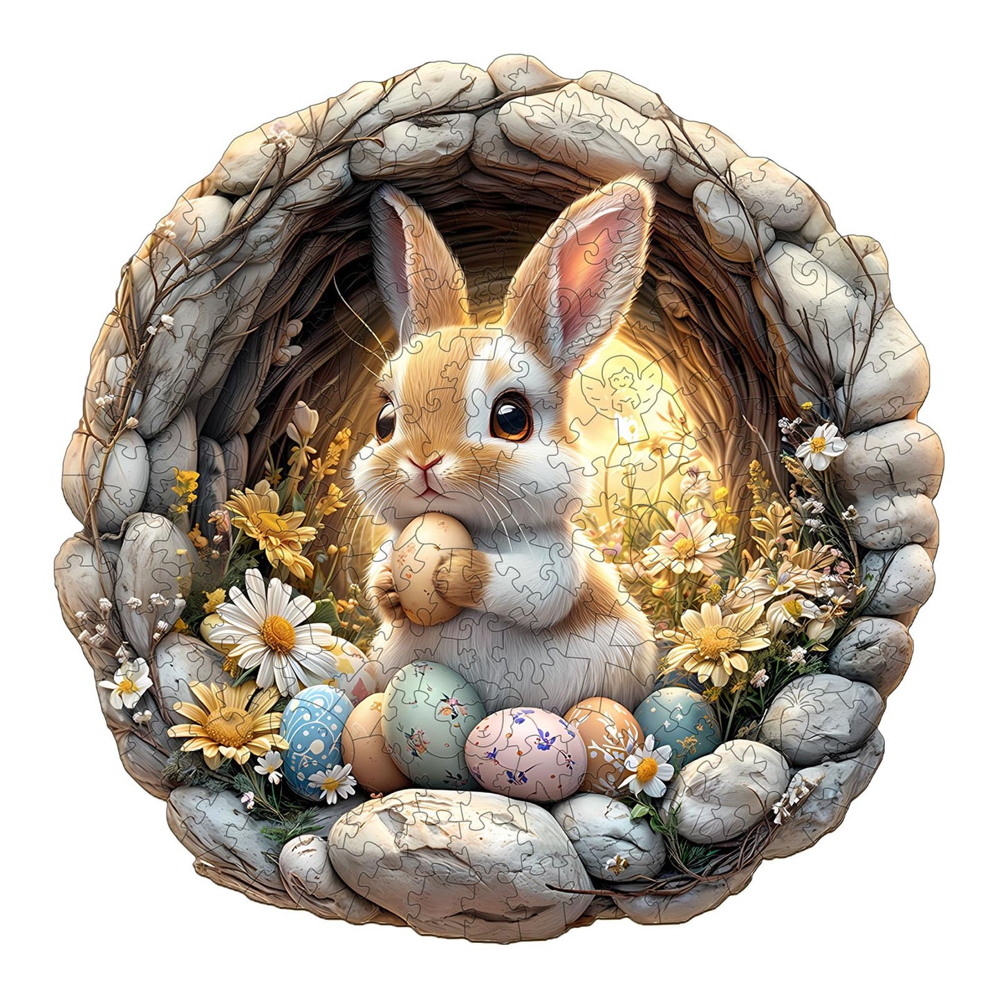 WOODBESTS Wooden Puzzles for mature-themeds (295 Piece  L  13.4x13.4 inches) Easter Bunny Wood Puzzles mature-themed  Wooden Jigsaw Puzzles Unique Shape  Birthday Gifts for mature-themeds Family Game