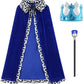 Gz-Laopaitou King Costume For Kids Cloak Crown Scepter Set Boys Prince Cape Halloween Cosplay Birthday Party Dress Up