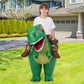 Comin Inflatable Ride-On Dinosaur Costume For Kids T-Rex Blow Up Green Dino Costume Funny Halloween Party Dresses 55''