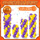 Kasyat Basketball Balloon Column Stand Kit - 4D Gold Purple Star Balloons, Yellow & Purple Arch, Model AU-Kasyat-1500