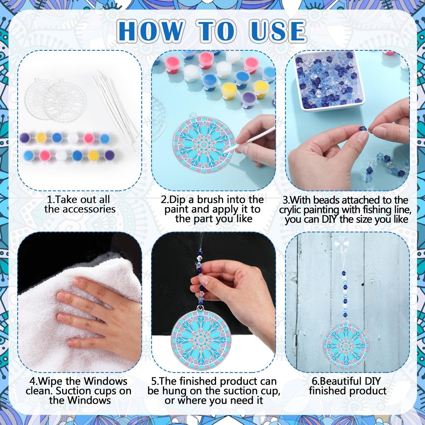 WinnerWhy DIY Winter Snowflake Suncatchers Art Kits, 30 Sets, Acrylic, 15 cm x 25 cm x 9 cm, Perfect for Classroom & Home Decor