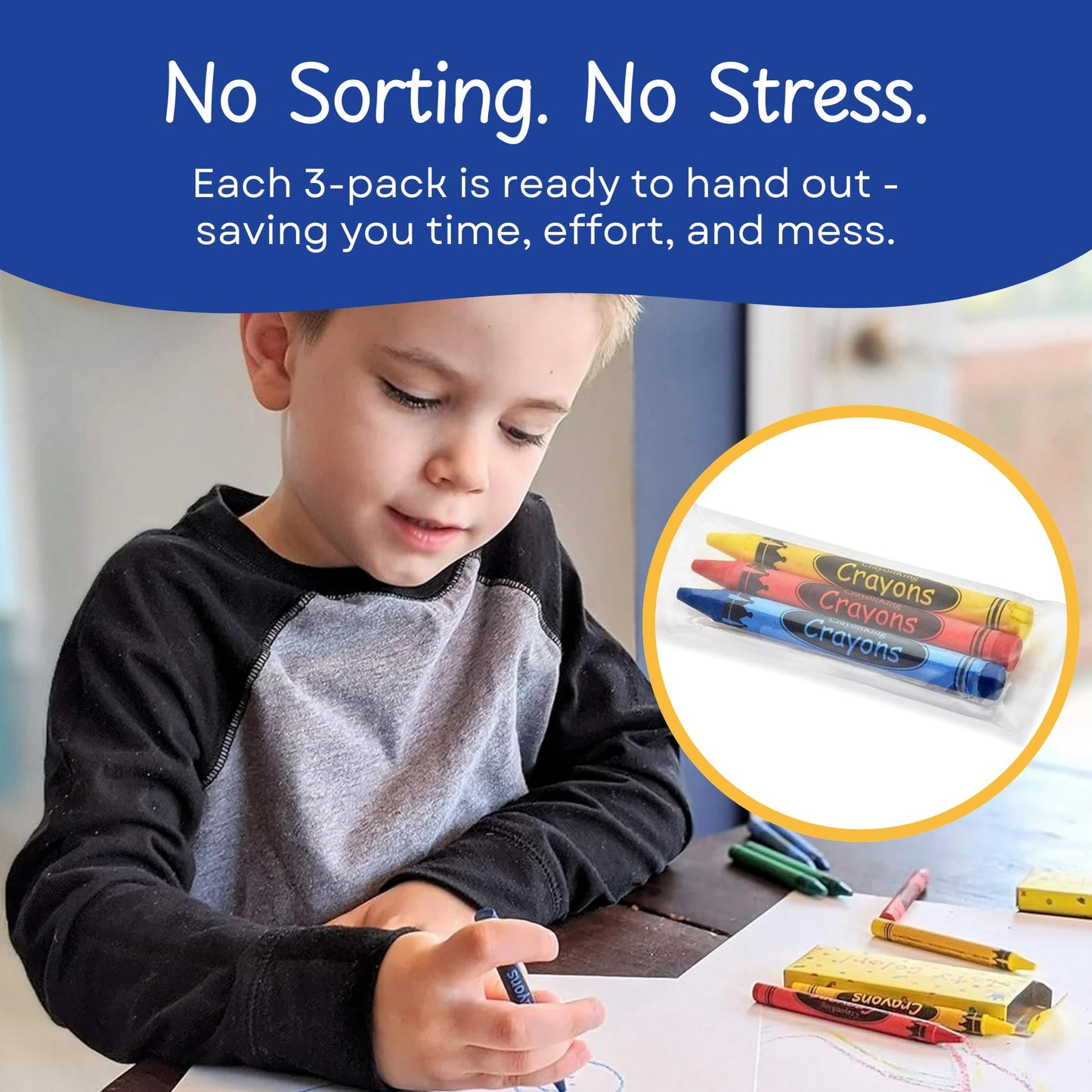 CrayonKing 100 Sets of 3-Packs in Cello (300 total bulk Crayons) Restaurants, Party Favors, Birthdays, School Teachers & Kids Co