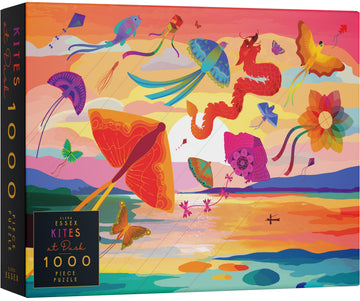Elena Essex Puzzles For Adults 1000 Pieces - Kites At Dusk | Jigsaw Puzzles | 1000 Piece Puzzle | Colourful Sunset Landscape Puzzle | Puzzles Size 20X28 Inches